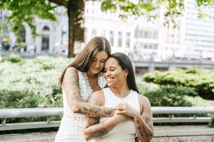 Same sex, engagement photoshoot, girls, Chicago downtown