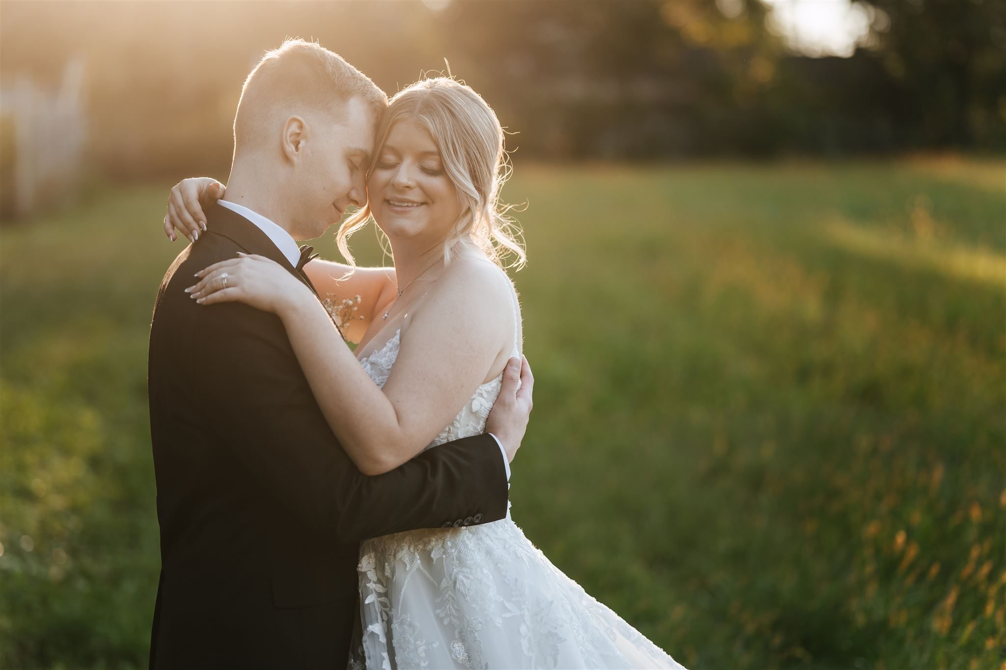 Bride and groom embracing at golden hour — Chicago wedding photographer and videographer IG Photo Video
